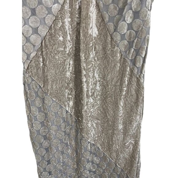 Banana Republic Velour Babydoll Maxi Dress 10 Gray Polka Dot Y2K Retro Tank 80s - Picture 4 of 14